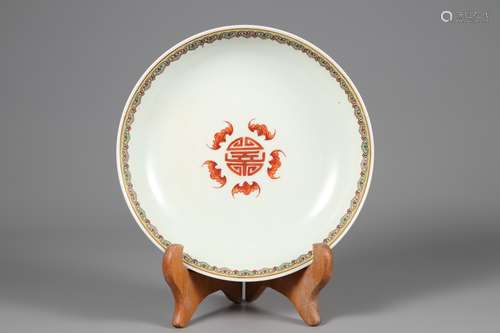 Qing Dynasty pink flower plate