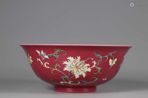 Qing Dynasty pink flower bowl