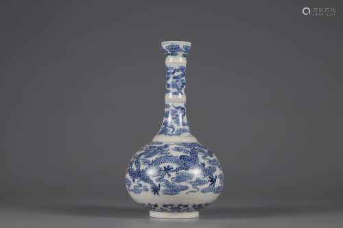 Qing Dynasty blue and white dragon and phoenix pattern strai...
