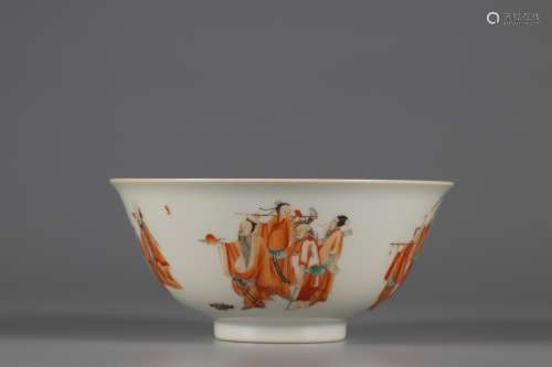 Qing Dynasty pastel character story bowl