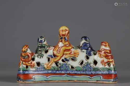 Ming Dynasty colorful dragon brush holder