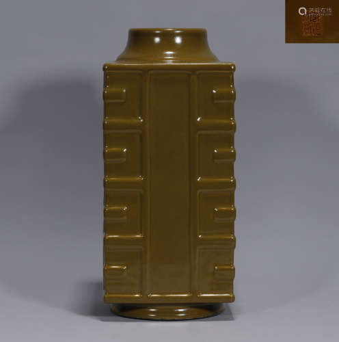 A Tea-dust Glazed Cong Vase Qianlong Period