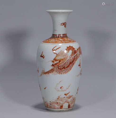 An Iron Red Vase Kangxi Period