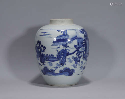 A Blue and White Figural Jar Kangxi Period