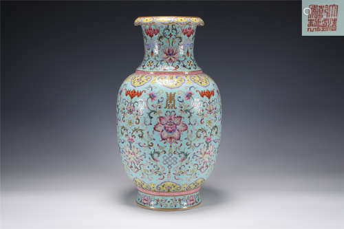 A Famille Rose Vase Qianlong Period