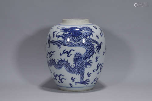 A Blue and White Dragon Jar Kangxi Period