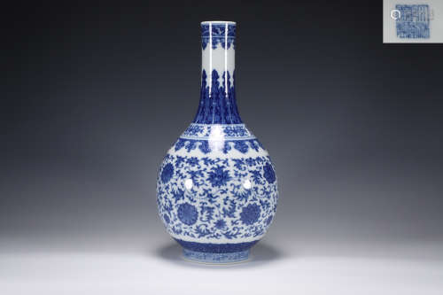 A Blue and White Bottle Vase Qianlong Period