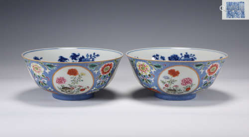 Pair Famille Rose Bowls Daoguang Period