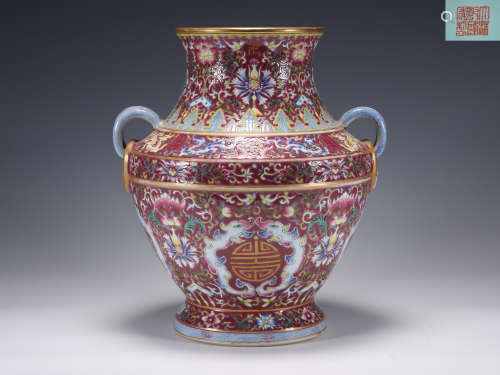 A Famille Rose Zun Vase Qianlong Period
