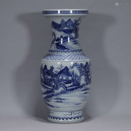 A Blue and White Landscape Vase Yongzheng Period