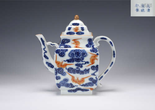 An Underglaze Blue and Iron Red Kettle Xuantong Period