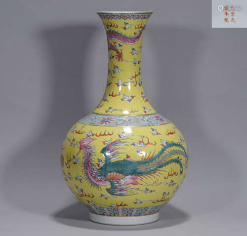 A Famille Rose Phoenix Vase Guangxu Period