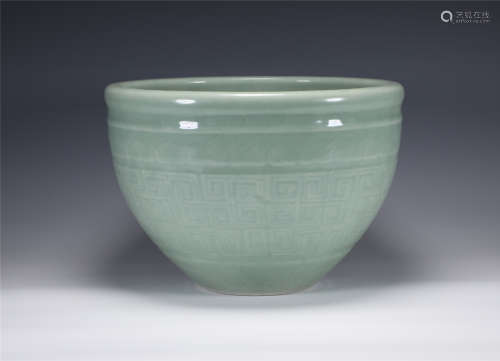A Celadon Glazed Jardiniere Qianlong Period