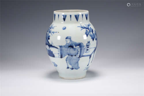 A Blue and White Figural Jar Chongzhen Period