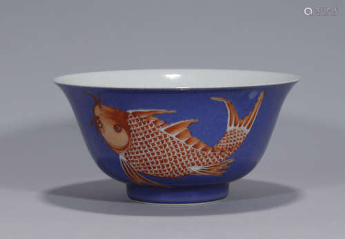 A Blue Ground and Iron Red Bowl Kangxi Period