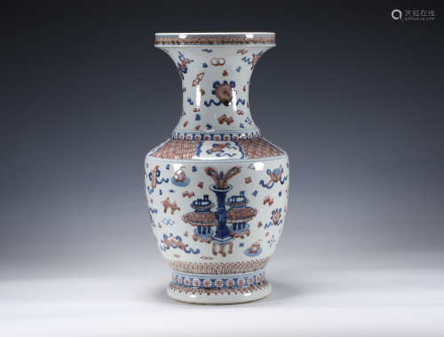 An Underglaze Blue and Copper Red Vase Qianlong Period