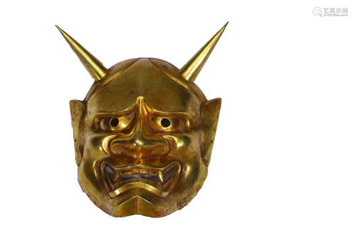 Chinese Gilt Bronze Mask