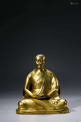 Chinese Gilt Bronze Figure Of Guru
