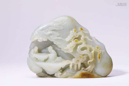 Chinese White Jade Landscape Boulder