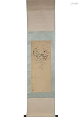 Chinese Ink And Color Scroll Painting