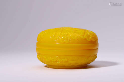 Chinese Yellow Peking Glass Cover Box