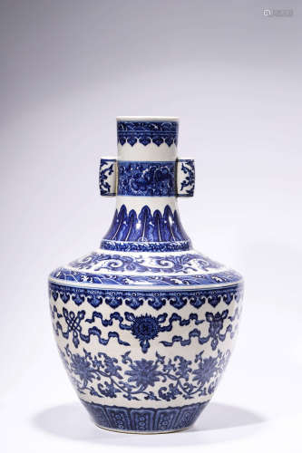 Chinese Blue White Porcelain Vase, Marked