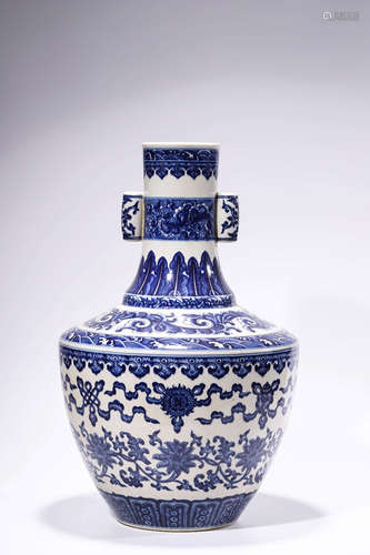 Chinese Blue White Porcelain Vase, Marked