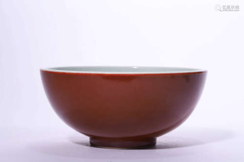 Chinese Oxblood Glazed Porcelain Bowl, Marked
