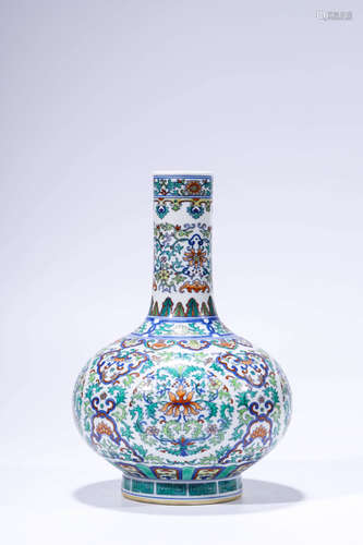 Chinese Doucai Porcelain Vase, Marked