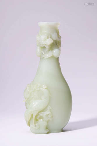 Chinese White Jade Dragon Phoenix Vase