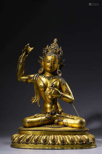 Chinese Gilt Bronze Figure Of Vajrapani