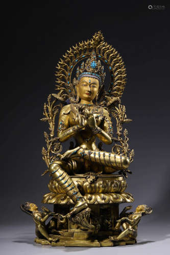 Chinese Gilt Bronze Figure Of Tara