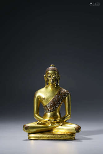 Chinese Gilt Bronze Seated Shakyamuni