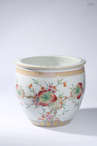 Chinese Famille Rose Porcelain Scroll Pot