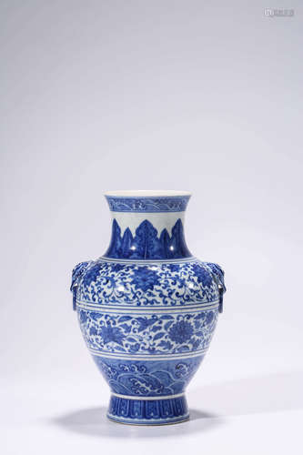 Chinese Blue White Porcelain Vase, Marked