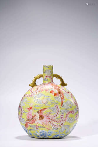 Chinese Famille Rose Porcelain Vase, Marked