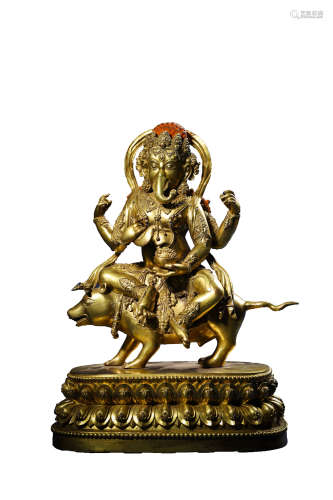 Chinese Gilt Bronze Figure Of Ganesha