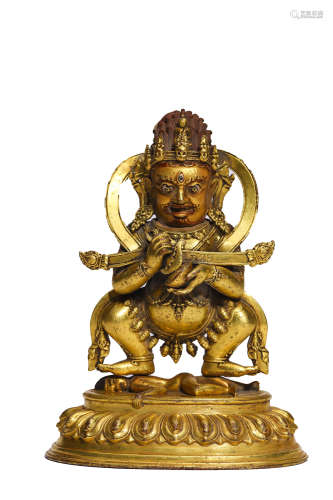 Chinese Gilt Bronze Figure Of Mahakala