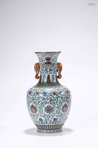 Chinese Doucai Porcelain Vase, Marked