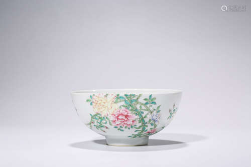 Chinese Famille Rose Porcelain Bowl, Marked