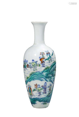 Chinese Doucai Porcelain Vase, Marked