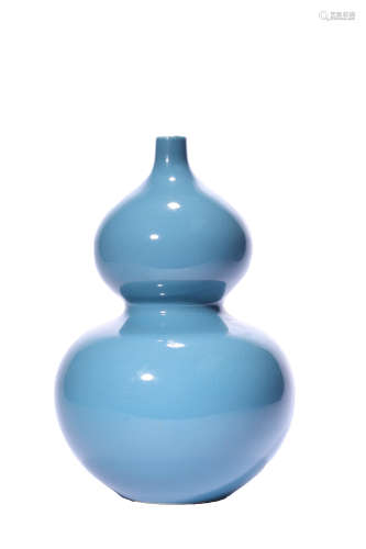 Chinese Blue Glazed Porcelain Vase, Marked