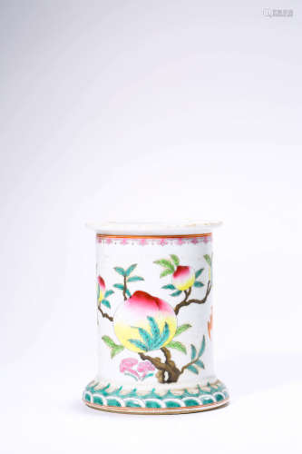Chinese Famille Rose Porcelain Brush Pot, Marked