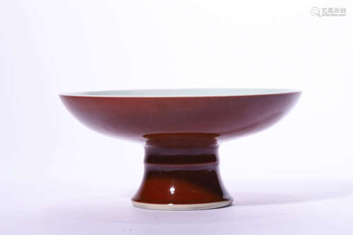 Chinese Oxblood Glazed Stem Bowl