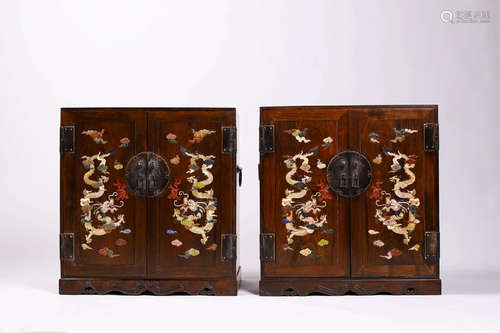 Chinese Pair Of Hardwood Cabinets