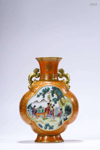 Chinese Famille Rose Porcelain Vase, Marked