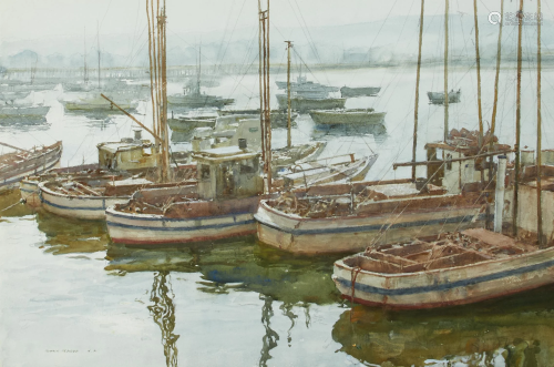 Donald Teague (1897-1991) Fishing Boats in Monterey