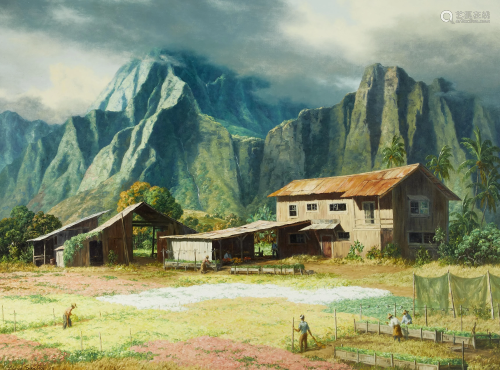 Lloyd Sexton, Jr. (1912-1990) Farm in Hawaii 30 x 40in