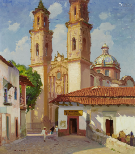 Arthur Grover Rider (1886-1975) Figures outside Taxco