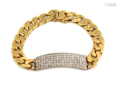 Men's 2.5ct Diamond 14k Gold Curved Bar Cuban Link